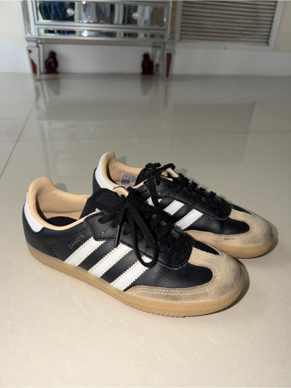 adidas Samba Black White Tan Leather Sneakers